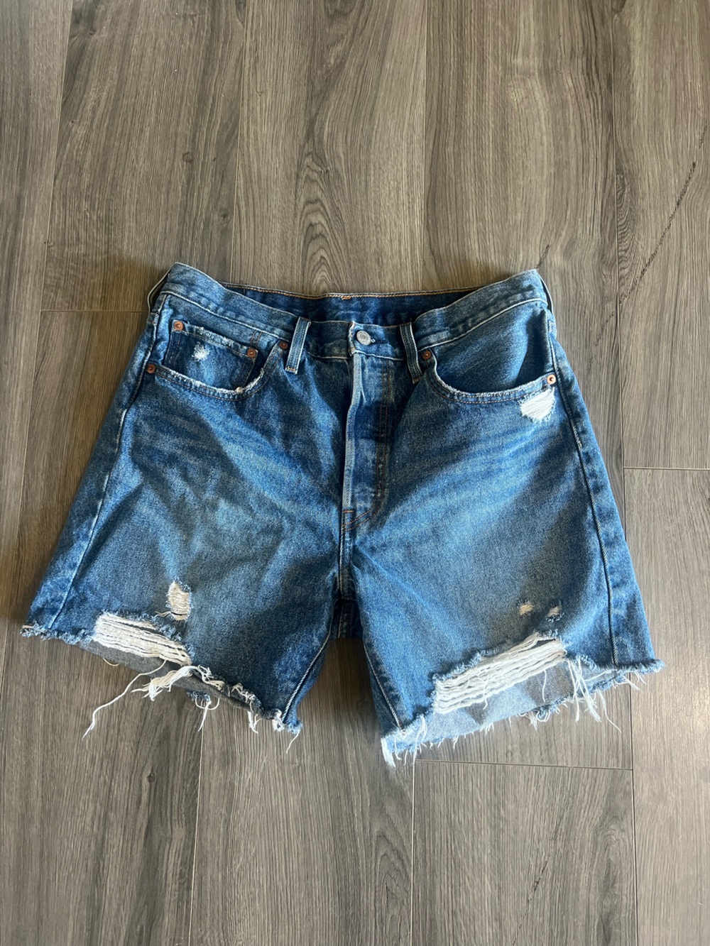 Levi's Distressed Blue Denim Jean Shorts